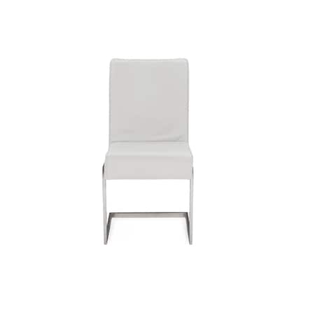 Baxton Studio Toulan White Faux Leather Upholstered Stainless Steel Dining Chair, PK2 117-6318